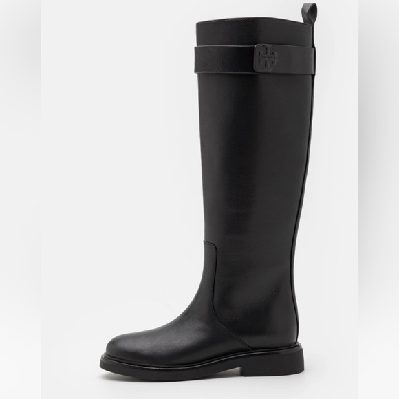 Tory Burch Women's Double T Leather Utility Tall Boot - Picture 2 of 8